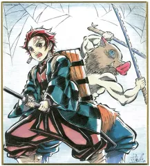 【中古】紙製品 竈門炭治郎＆嘴平伊之助 「劇場版 鬼滅の刃 無限列車編×ufotable Cafe 第二期 兄妹の絆/那田蜘蛛山編 提供イラスト 複製ミニ色紙くじ(大サイズ)」