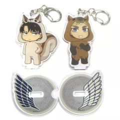 [중고] 키홀더 마스코트 (캐릭터) 리바이 & 엘빈 (Season 3 Ver.) 아니 마루코 아크릴 키홀더 세트 (2 개들이) 전용 스탠드 포함 [진격의 거인] C95 상품