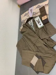美品　男性　本場大島　着物　羽織　襦袢　帯　帯紐セット