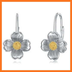 【新品】 ハナミズキ ピアス レディース シルバー925 金属アレルギー対応 花水木 フープピアス 白い花 アクセサリー シンプル 可愛い はなみずき グッズ 彼女へのプレゼント 0