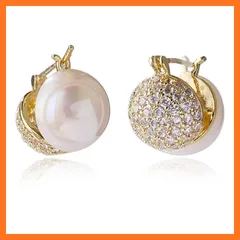 【新品】 VICAKERダイヤモンド パールイヤリングキラキラ ファッション ピアス レディース 人気 金属アレルギー対応 リング ピアス 18金 18金 つけっぱなし ゆれる 1