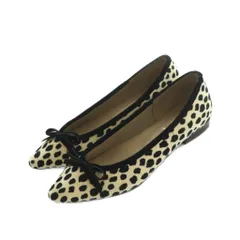 ルタロン Le Talon パンプス ポインテッドトゥ アニマル柄 リボン 22.5cm ベージュ 黒 /MI