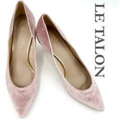 ■新品■ LE TALON ハイヒール ベルベット ストーン ピンク 1314T