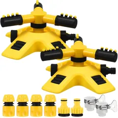 iplusmile 2セット スプリンクラー 高圧 ホース 植物 ツール 360度 散水 三脚 スプリンクラー アタッチメント 自動 回転 芝生 農業 灌漑 水やり ツール コネクタ径20mm