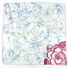 極美品☆CHANEL シャネル 10A シルク100％ カメリア・ココマーク 大判 スカーフ マルチカラー イタリア製 レディース