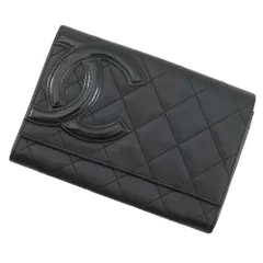 シャネル 二つ折り財布 マトラッセ ココマーク カンボンライン ウォレット ラムスキン CHANEL 財布 黒
