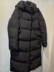 STUDIO ブラック ロング ダウン フード ダウン コート
