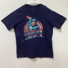 古着　MARVEL　マーベル　Avengers　アベンジャーズ　半袖Tシャツ　ユニセックス　Lサイズ　クルーネック　コットン　ネイビー　紺　CAPTAIN AMERICA　キャプテン・アメリカ　アメコミ　映画　キャラクター
