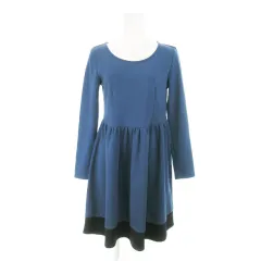 ロペピクニック ROPE Picnic ワンピース ミニ 長袖 ストレッチ 薄手 切替 配色 バイカラー 38 青 ブルー /AH28