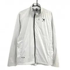 オークリー ジャケット ライトグレー×黒 ロゴ刺しゅう 裾ドローコード  メンズ XL  ゴルフウェア Oakley