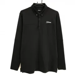 【美品】タイトリスト 長袖ポロシャツ 黒 ボタンダウン ロゴ刺しゅう メンズ L ゴルフウェア TITLEIST