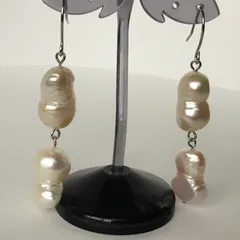 パールピアス★淡水本真珠★ツインバロック★ハンドメイド★ファッション★デザイン★ピアス