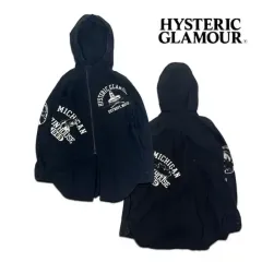 HYSTERIC GLAMOUR(ヒステリックグラマー) ハイネック 斜めボーダー ジップアップ パーカー ブラック