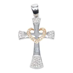 クロスモチーフ ペンダントトップ ネックレス K18WG ホワイトゴールド K18YG イエローゴールド レディース【1-0252442】