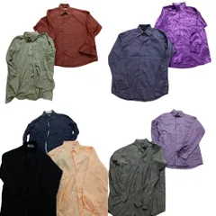 古着卸 まとめ売り 無地 長袖シャツ 9枚セット (メンズ Ｍ ) サテン 胸ポケ 混紡素材 グレー 中古 古着 NB6212