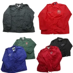 古着卸 まとめ売り ナイロンコーチ ジャケット 6枚セット (メンズ L ) ワンポイント バラ ブラック レッド 中古 古着 NC4681