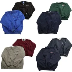 古着卸 まとめ売り ワンポイント プルオーバー ジャケット 8枚セット (メンズ L ) スターター Ｖネック ネイビー 緑 中古 古着 ND1649