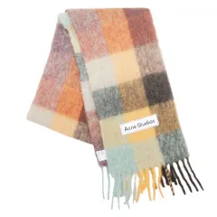 新品同様 Acne Studios アクネストゥディオズ チェック スカーフ マフラー アルパカ モヘア ニット ストール CA0084 マルチカラー メンズ レディース 古着 中古 USED