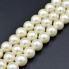 【同梱商品】 4本セット 一連 約40cm シェルパール ホワイト ラウンド 8mm 連売り シェル パール 貝 パワーストーン ブレスレット 天然石 ビーズクラブ