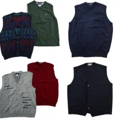 古着卸 まとめ売り ニット ベスト セーター 6枚セット (メンズ L ) チャップス エディーバウアー カーディガン 中古 古着 ND3700