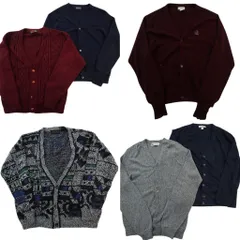 古着卸 まとめ売り カーディガン セーター 6枚セット (メンズ L ) ケーブル編み 総柄 幾何学模様 中古 古着 ND3626