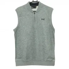 【超美品】アンダーアーマー アウターベスト 杢グレー 裏微起毛 ハーフジップ 胸元ロゴ メンズ MD/M ゴルフウェア UNDER ARMOUR