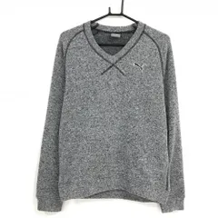 【美品】プーマ セーター 杢グレー ロゴ刺しゅう メンズ L ゴルフウェア PUMA