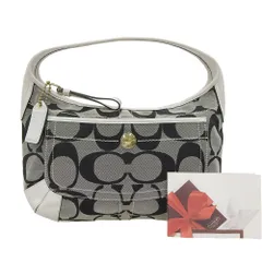 【本物保証】 超美品 コーチ COACH シグネチャー ホーボー 10764 ワンショルダーバッグ キャンバス×レザー ホワイト×グレー