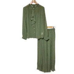 美品 URBAN RESEARCH ROSSO アーバンリサーチ ロッソ プリント ラッフルブラウス ロングスカート セットアップ F グリーン  レディース 古着 中古 USED