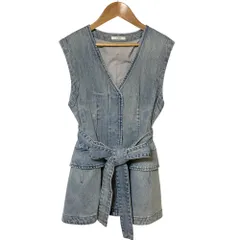 良品 CLANE クラネ PANNIER LINE DENIM BUSTIER デニム ビスチェ ベスト ジレ 13108-3012 サイズ1 ライトブルー レディース 古着 中古 USED
