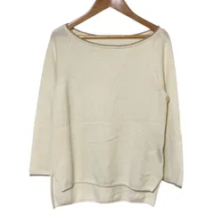 美品 DAISY LIN For FOXEY デイジーリンフォーフォクシー カシミヤ100％ ニット カットソー セーター 32413 サイズ40 アイボリー レディース 古着 中古 USED