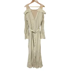 美品 COCO DEAL ココディール ニットレイヤーサテンスリットシャツフレアワンピース サイズ1 ライトベージュ レディース 古着 中古 USED