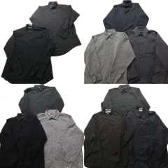 古着卸 まとめ売り 黒、グレー 長袖シャツ 11枚セット (メンズ M /L /XL /2XL ) バンドカラー NB4436