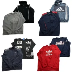 古着卸 まとめ売り アディダス adidas スウェット 8枚セット (メンズ M /L ) スリーストライプス フーディー クルーネック 中古古着 ND1948