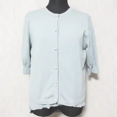 美品 組曲 クミキョク ノースリーブ プルオーバー バックレースカーディガン アンサンブルニット 2点セット サイズ2 ブルー レディース 古着 中古 USED