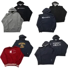 古着卸 まとめ売り チャンピオン Champion スウェット 8枚セット (メンズ L ) 三段ロゴ カレッジ風 フーディー 中古 古着 ND3043