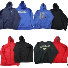 古着卸 まとめ売り ナイキ NIKE スウェット 8枚セット (メンズ 2XL ) サーマフィット クルーネック フーディー カレッジ風 中古古着 ND3024