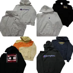 古着卸  チャンピオン Champion リバースウィーブ スウェット 8枚セット (メンズ XS /S ) フーディー ロゴ ブラック 白 中古 古着 ND3153