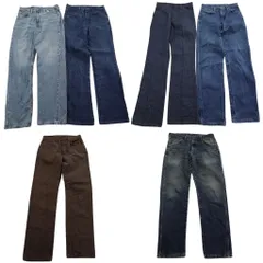 古着卸 まとめ売り Wrangler ラングラー デニム パンツ 6枚セット (メンズ 32 /31 /30 /29 /28 ) インディゴブルー 茶色 中古 古着 ND3289