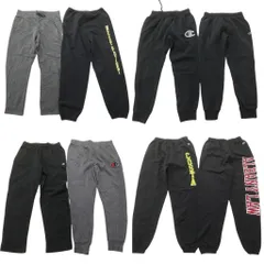 古着卸 まとめ売り チャンピオン スウェット パンツ 8枚セット (メンズ L ) ブラック カレッジ風 ジョガーパンツ 中古 古着 ND3463