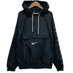 美品 NIKE ナイキ ビッグスウォッシュ プルオーバーナイロンジャケット S ブラック メンズ 古着 中古 USED