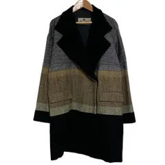 良品 ETRO エトロ 異素材ミックス ウール コート サイズ40 ブラック レディース 古着 中古 USED