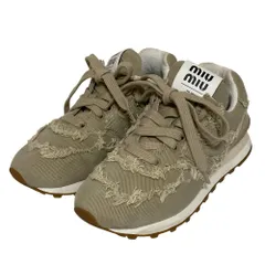 良品 MIU MIU × New Balance ミュウミュウ ニューバランス 574 スニーカー サイズ35 22.0cm相当 ベージュ レディース 古着 中古 USED