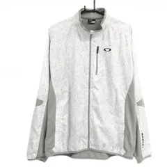 【美品】オークリー ジャケット 白×グレー 切替 ロゴ刺しゅう 背面メッシュ調 メンズ XL  ゴルフウェア Oakley
