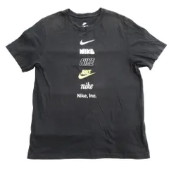 良品 NIKE ナイキ ロゴ プリント Tシャツ カットソー 半袖 XL 大きいサイズ 黒 ブラック メンズ 古着 中古 USED
