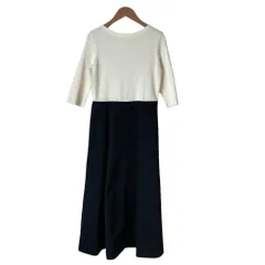 美品 ESTNATION エストネーション バイカラー ロングワンピース サイズF ブラック ホワイト レディース 古着 中古 USED