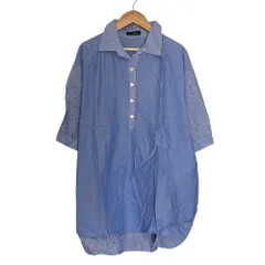 美品 Leilian レリアン ストライプ プルオーバー シャツ 大きいサイズ 13+ ライトブルー レディース 古着 中古 USED