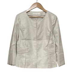 美品 ANAYI アナイ ラメ ノーカラージャケット サイズ36 ライトベージュ レディース 古着 中古 USED