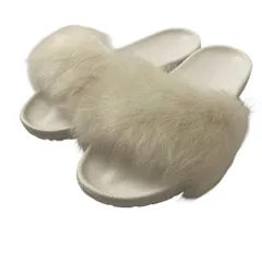 未使用 UGG アグ ロイヤル ファースライドサンダル 24cm ホワイト レディース 古着 中古 USED