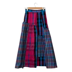 美品 Freada フリーダ チェック パッチワーク フリル フレア ティアードスカート ピンク one マルチカラー レディース 古着 中古 USED